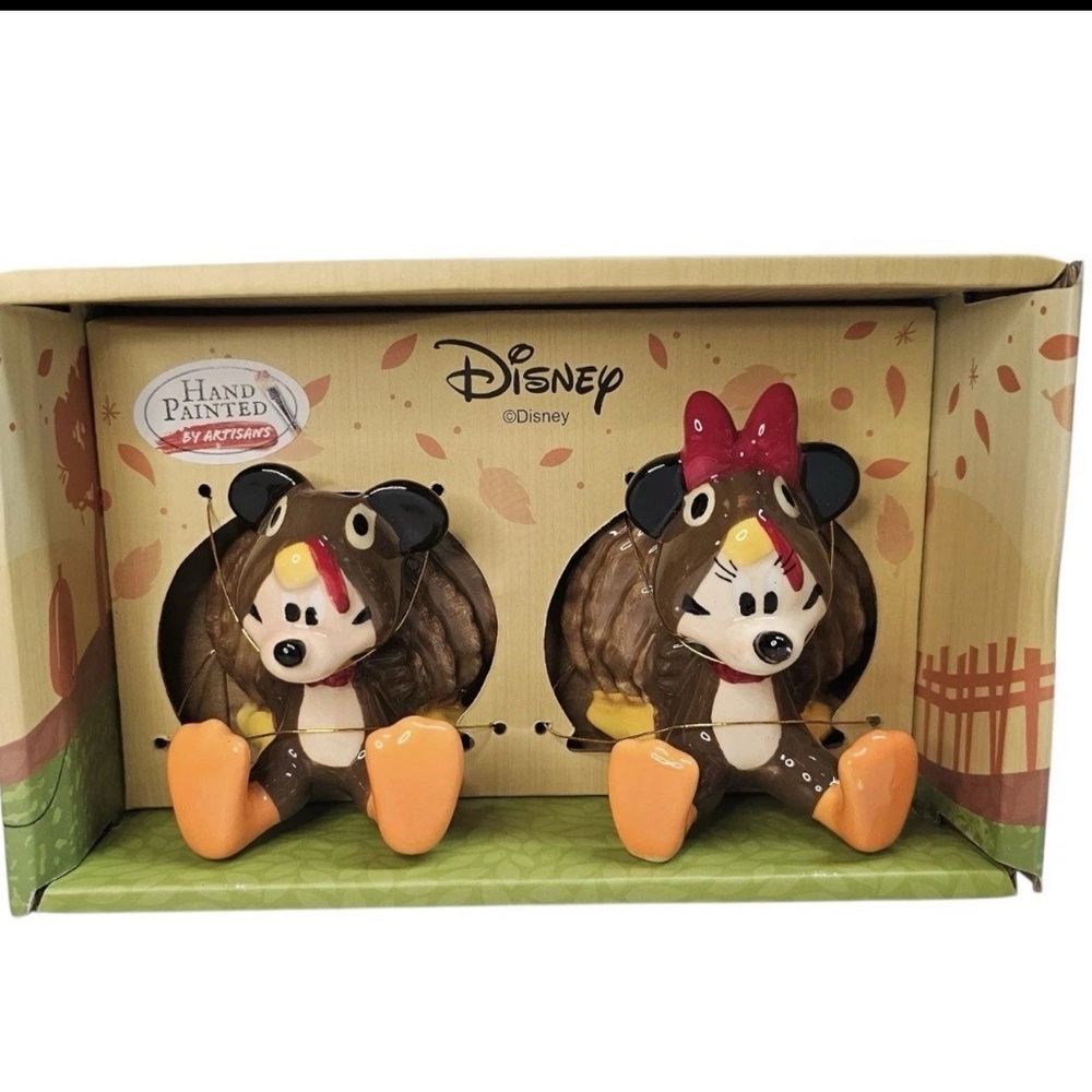 Disney Mickey & Minnie Thanksgiving  Halloween Turkey Salt & Pepper Shakers NEW
